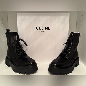 CELINE Sequin Laced-up Boots